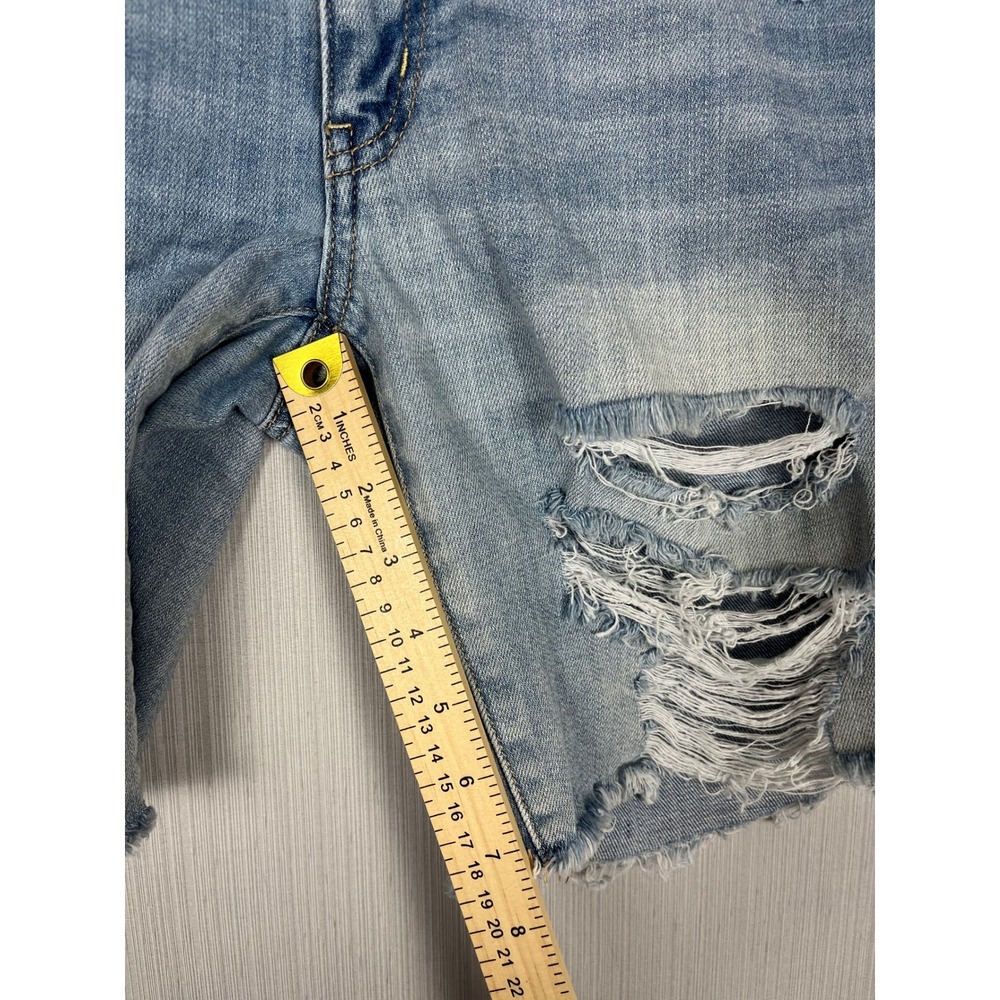 American Eagle Tomgirl Bermuda Denim Shorts Women 6 Blue Distressed Frayed Hem - Picture 9 of 9